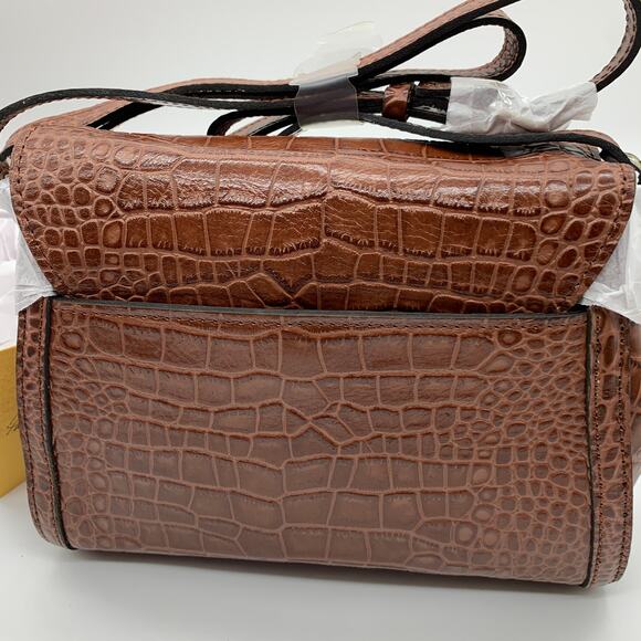 Patricia Nash Crossbody Leather Ashmore Satchel British Tan Croco Purse - Picture 7 of 11